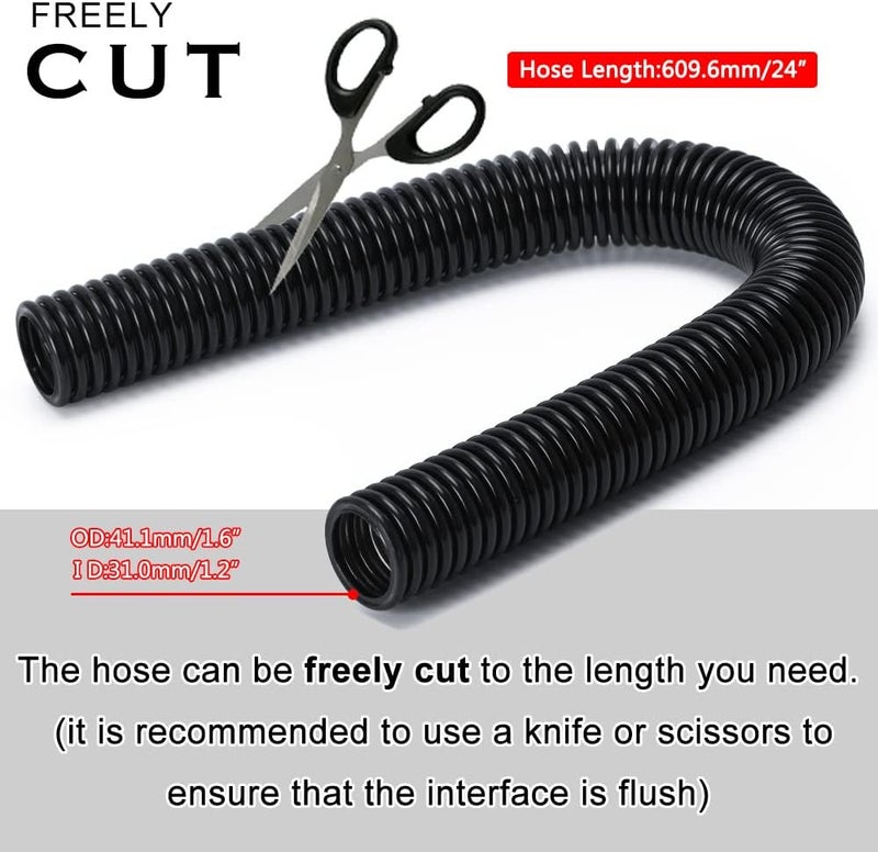 Hypertune 24" Stainless Steel Radiator Flexible Coolant Water Hose Kit W/Cap Clamp Black - Image 3