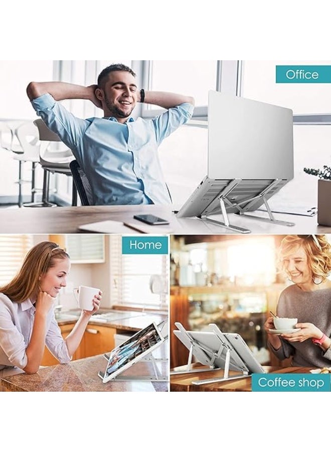 Generic (Unbranded) Portable Aluminum Laptop Stand with Adjustable Height for Improved Ergonomics and Cooling Fits 10-15.6 inch Laptops - Image 2