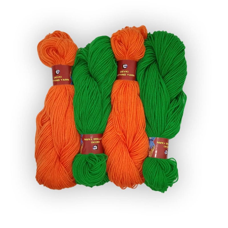 DEVKI DEVKI Knitting Yarn 100 Acrylic Baby Soft Wool for Art and Craft Work Best Suitable for Knitting Sweater SOCKES CAPS ETC NET Weight 200gm Orange Green Color Shade NO DK1427200 - Image 1