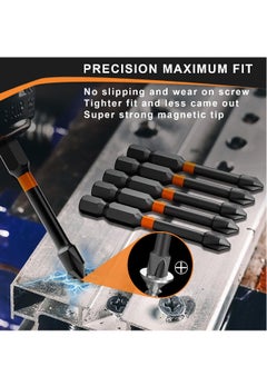 Generic Screwdriver Bit 6Pcs Magnetic Screwdriver Driver Bits Set 25-150mm Long Impact Phillips Screwdriver Bit Non-Slip Drill Head Bits Screw Extractor Cross Slot Screwdriver for Power Screwdriver Black  - Image 4