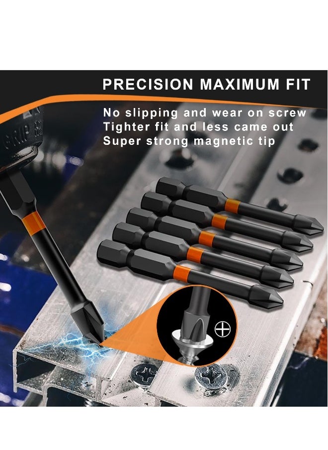 Generic - Screwdriver Bit 6Pcs Magnetic Screwdriver Driver Bits Set 25-150mm Long Impact Phillips Screwdriver Bit Non-Slip Drill Head Bits Screw Extractor Cross Slot Screwdriver for Power Screwdriver Black - Image 1
