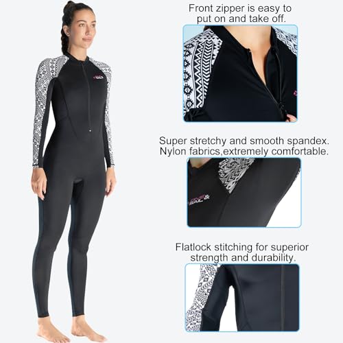 DIVE & SAIL Dive Skin Full Body Rash Guard for Women Youth Swimsuit Wetsuit Front Zipper One Piece UV Protection Snorkel Suit for Diving Surfing Kayaking M Size - Image 5