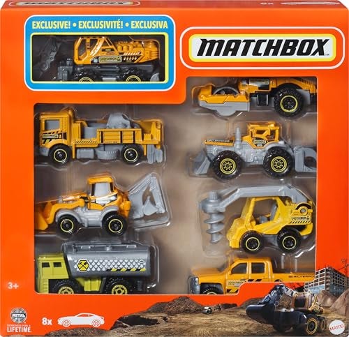 Matchbox 1:64 Scale Die-Cast Toy Cars or Trucks, Set of 8, Themed Multipack of 8 Vehicles Including 1 Exclusive (Styles May Vary) - Image 1
