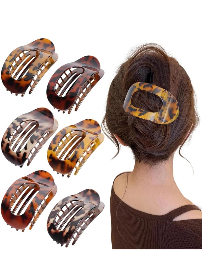 Bukela 6 Pcs Set Flat Hair Clips for Women - Round Flat Claw Clips Strong Hold Lay Down Claw Clip Hair Barrettes Alligator Clip- Simple Elegant Duckbill Hair Clip for Thick Thin Hair - Image 1
