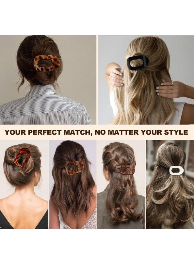 Bukela 6 Pcs Set Flat Hair Clips for Women - Round Flat Claw Clips Strong Hold Lay Down Claw Clip Hair Barrettes Alligator Clip- Simple Elegant Duckbill Hair Clip for Thick Thin Hair - Image 5