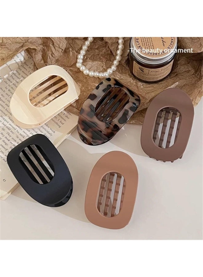 Bukela 6 Pcs Set Flat Hair Clips for Women - Round Flat Claw Clips Strong Hold Lay Down Claw Clip Hair Barrettes Alligator Clip- Simple Elegant Duckbill Hair Clip for Thick Thin Hair - Image 3