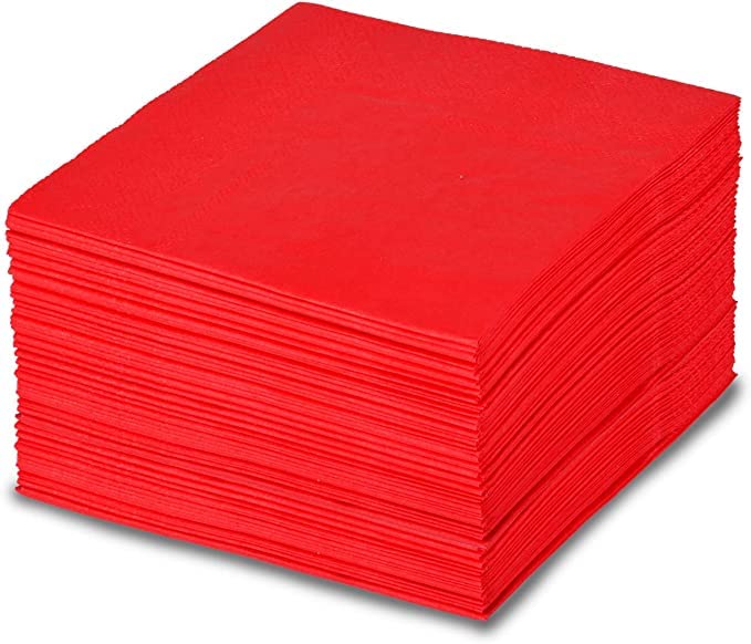 PrettyurParty Pretty UR Party Red Paper Napkins, Beverage Napkin, Disposable Paper Cocktail Napkins, Dinner Napkins for Birthday, Wedding, Graduation Party, Restaurant, Picnic – 2 ply / 20 pcs - Image 2