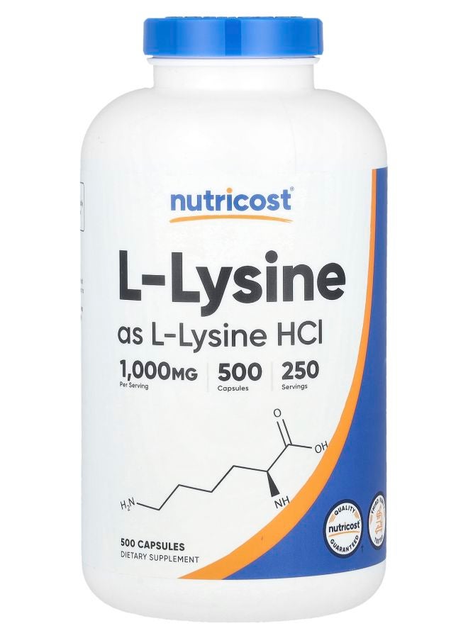L-Lysine 1000 mg 500 Capsules (500 mg per Capsule)