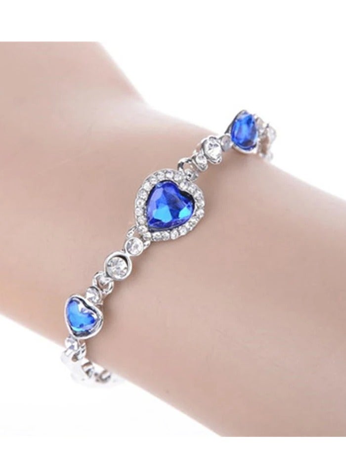 DubaiGallery Blue Heart Ocean Crystal Bracelet - Image 1