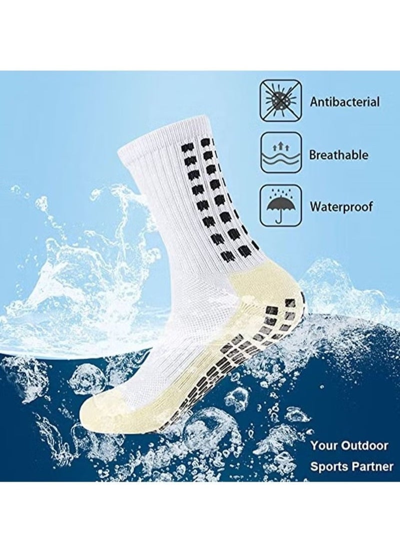 Generic 1Pair white Men's Soccer Socks Anti Slip Non Slip Grip Pads for Football Basketball Sports Grip Socks  - Image 3