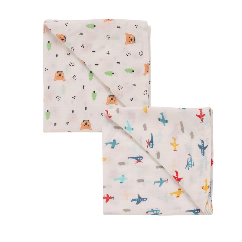 Dikary 100% Cotton Muslin Baby SWADDLES, Multicolor Print, 100 X 100 CMS (2) - Image 4
