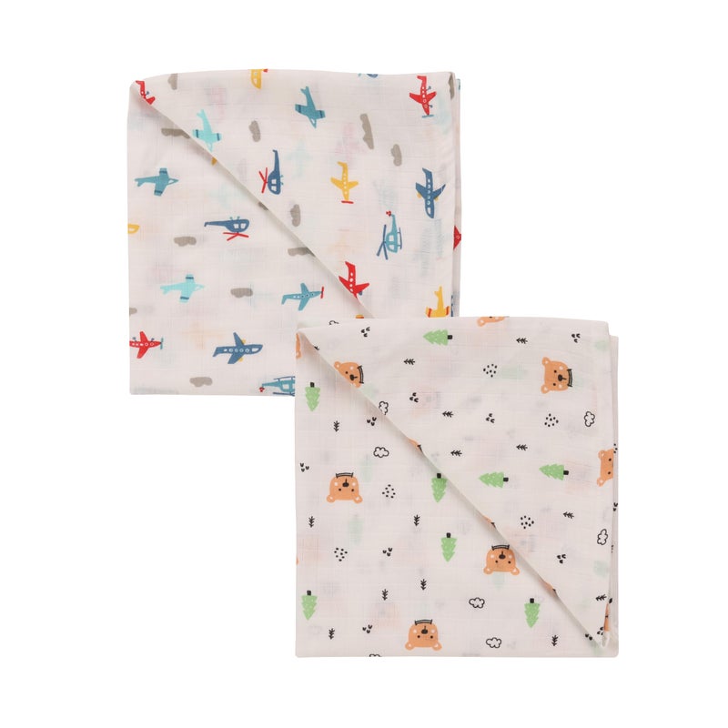 Dikary 100% Cotton Muslin Baby SWADDLES, Multicolor Print, 100 X 100 CMS (2) - Image 2