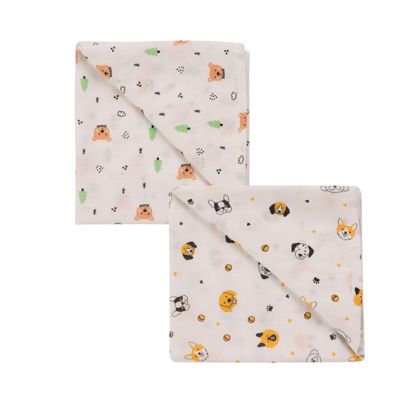 Dikary 100% Cotton Muslin Baby SWADDLES, Multicolor Print, 100 X 100 CMS (2) - Image 5