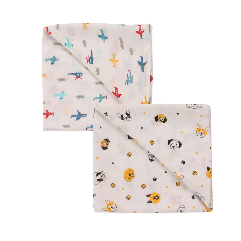 Dikary 100% Cotton Muslin Baby SWADDLES, Multicolor Print, 100 X 100 CMS (2) - Image 3