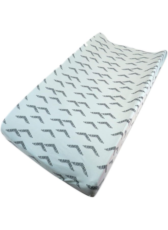 HonestBaby HonestBaby Clothing Infant Organic Cotton Changing Pad Cover, Pyramids Whispering Blue, One Size  - Image 1