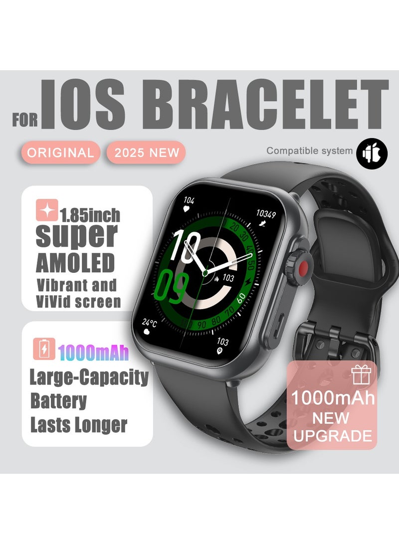 Smart Watch for Men Women, 1000mAh Battery 100-Day Standby Time, 1.85 HD Screen Fitness Tracker, 110+ Sport Modes, IP68 Waterproof, Heart Rate/Sleep Monitor, Fitness Watch for Android/iOS - Image 1