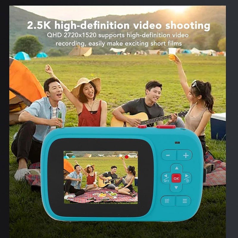 Blue Kids Camera 72MP 2 5K Dual Screen 16X Zoom Anti Shake Vlogging Camera for Teens Students Travel - Image 3