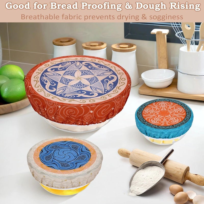 Revahope 5-Size Reusable Beeswax Bowl Covers for Bread Proofing, Cotton Cloth Flexible Beeswax Wraps for Food Storage(Concentric Circle) - Image 4