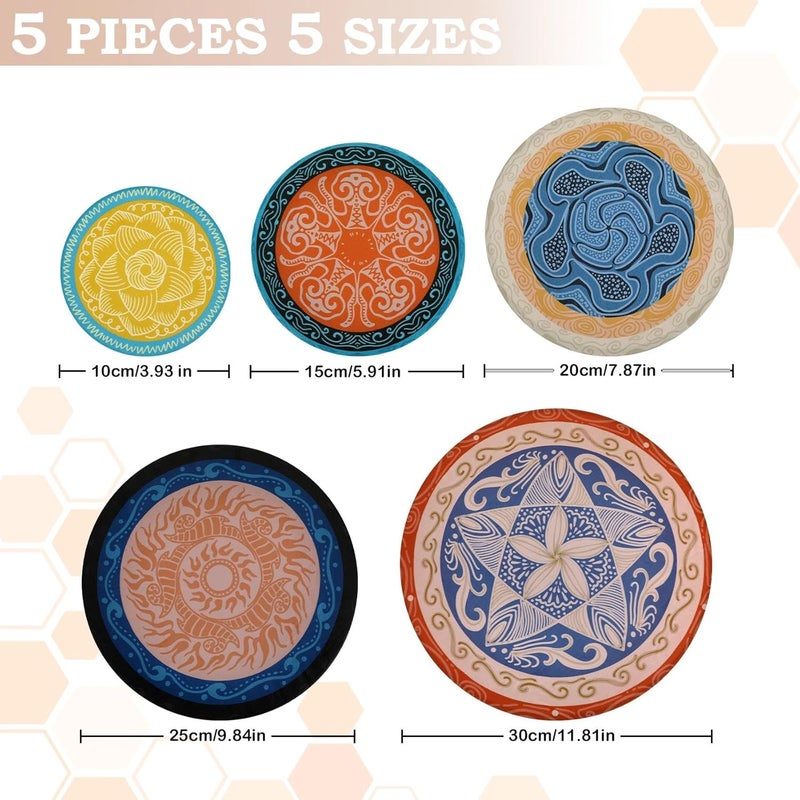 Revahope 5-Size Reusable Beeswax Bowl Covers for Bread Proofing, Cotton Cloth Flexible Beeswax Wraps for Food Storage(Concentric Circle) - Image 2