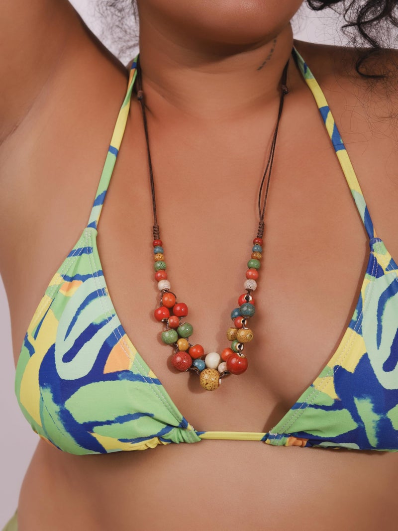 MINACHI Hippie Boho Colorful Ceramic Round Spherical Bead Necklace, Bohemian Jewelry Gifts for Women (1) - Image 5