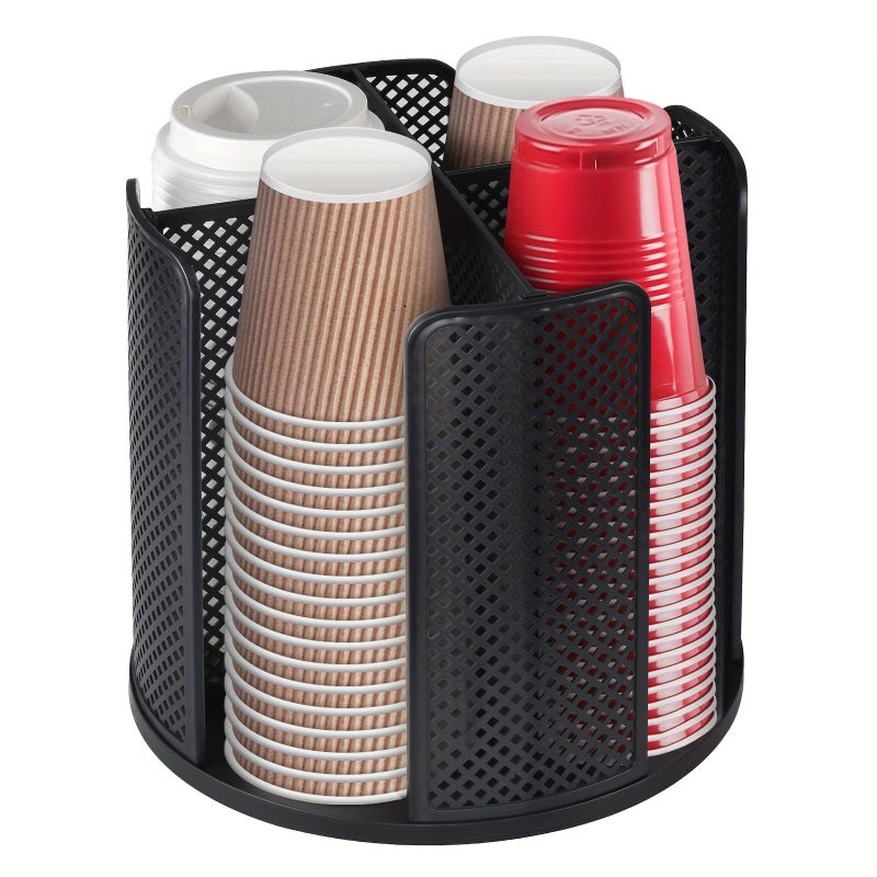 Black Cup Organizer Dispenser for Counter Kitchen Cabinet - Image 1