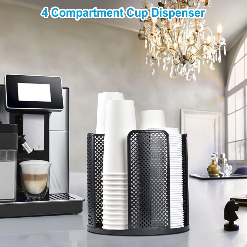 Black Cup Organizer Dispenser for Counter Kitchen Cabinet - Image 2