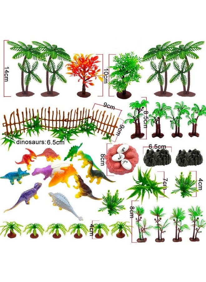 MOMOONNON 56 Pcs Trees Cake Decorations,Dinosaurs Toys Set, Dinosaurs Cake Decorations Model Trees Ho Scale Trees, Kids Dinosaurs Toys Set for Boys and Girls Woodland Scenics or Cake Topper  - Image 2