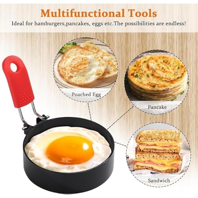 Silk Route Egg Ring 2 Packs Stainless Steel Egg Ring Molds With NonStick Metal Shaper Circles For Fried Eggs Mcmuffin Sandwiches Frying Shaping Omelette Breakfast  Kitchen Cooking Tool - Image 4