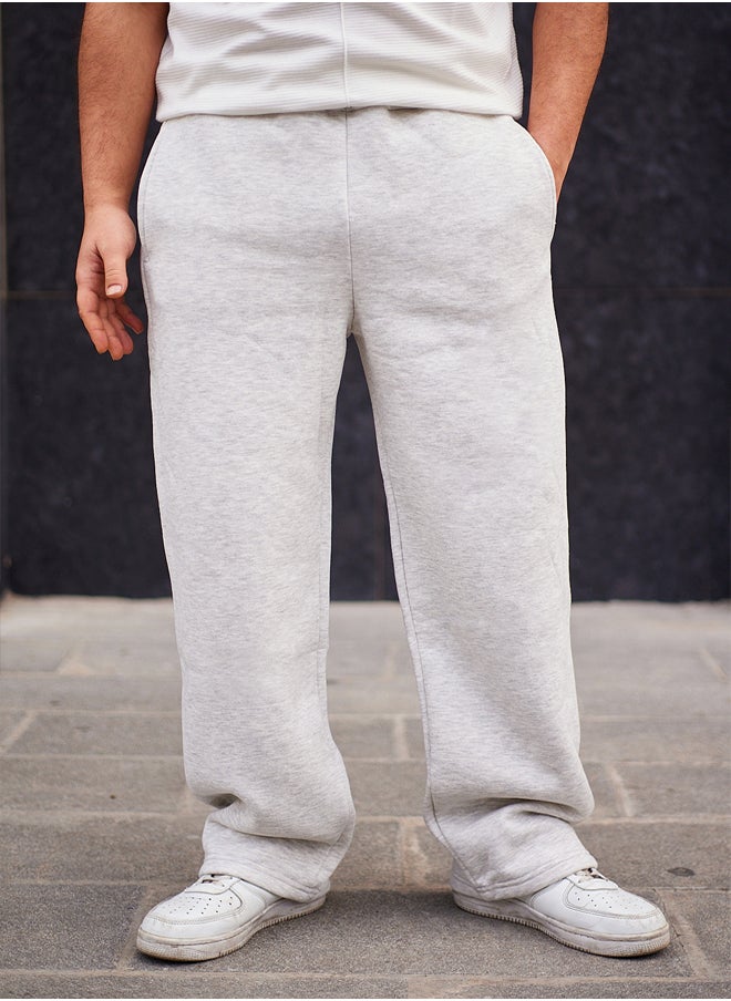 trendyol Grey Melange Wide Leg/Wide Cut Sweatpants TMNAW25EA00008  - Image 2