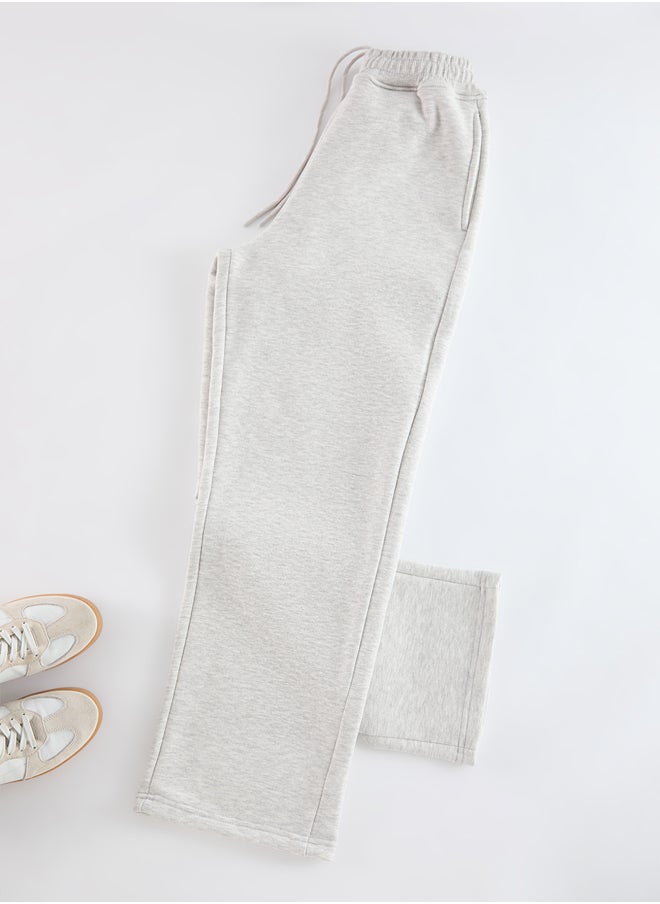 trendyol Grey Melange Wide Leg/Wide Cut Sweatpants TMNAW25EA00008  - Image 5