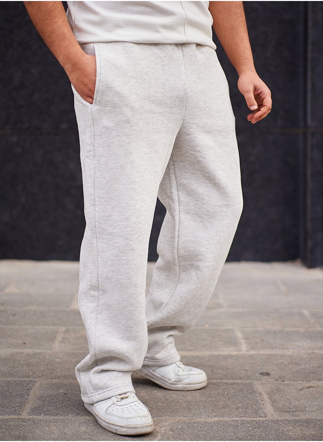 trendyol Grey Melange Wide Leg/Wide Cut Sweatpants TMNAW25EA00008  - Image 1