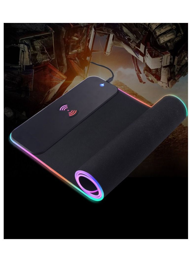 DUNISO Wireless Charging RGB Gaming Mouse Pad 15W LED Mouse Mat 800x300x4MM 7 Light Modes Extra Large Mousepad Non-Slip Rubber Base Computer Keyboard Mat for Gaming MacBook, PC, Laptop Desk - Image 3