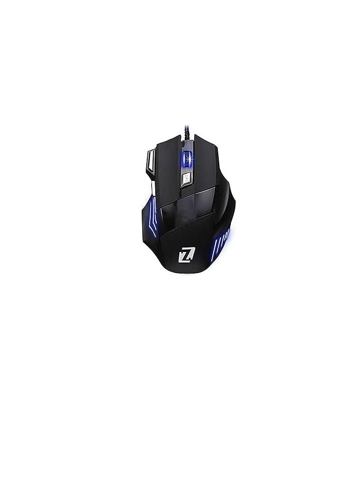 Zero Zero ZR-1800 7D LED Optical Gaming Mouse USB Wired for Laptop and PC - Black  - Image 1