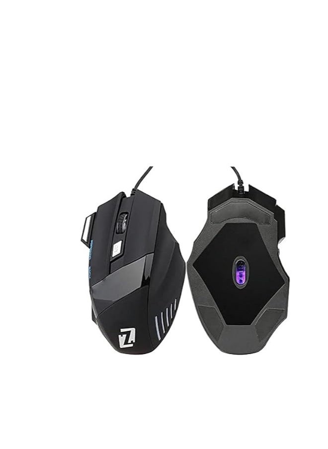 Zero Zero ZR-1800 7D LED Optical Gaming Mouse USB Wired for Laptop and PC - Black  - Image 4