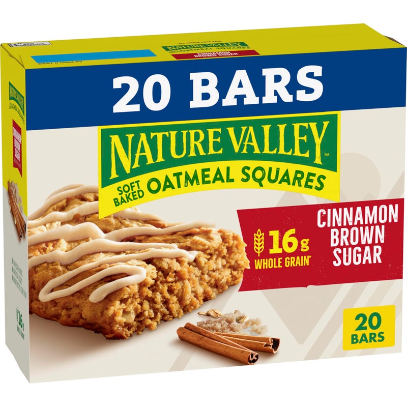 Nature Valley مربعات الشوفان المخبوزة الناعمة من ناتشر فالي، سكر بني بالقرفة، 20 بار، 24.8 أونصة - Image 1