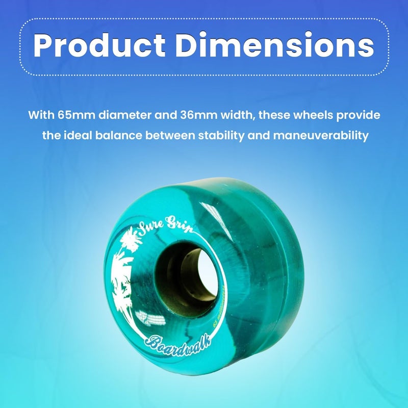 SureGrip Boardwalk Outdoor Roller Skates Wheels | Made with Urethane & 65mm Diameter | Suitable for Complete Wheels Replacement Made in USA (Set of 8 Wheels) - Image 3