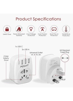 بيجانت مقبس توصيل كهربائي متعدد المنافذ مع 3 منافذ شحن USB و منفذ واحد USB-C من بيجانت  - Image 3