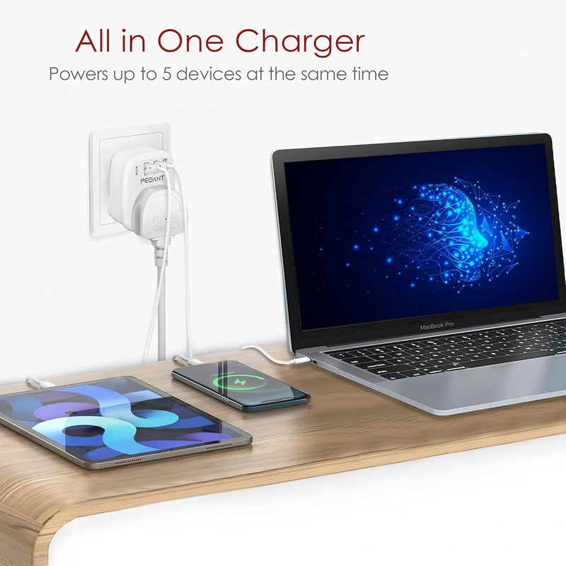 PEGANT 5-in-1 USB Plug Wall Charger - Image 4