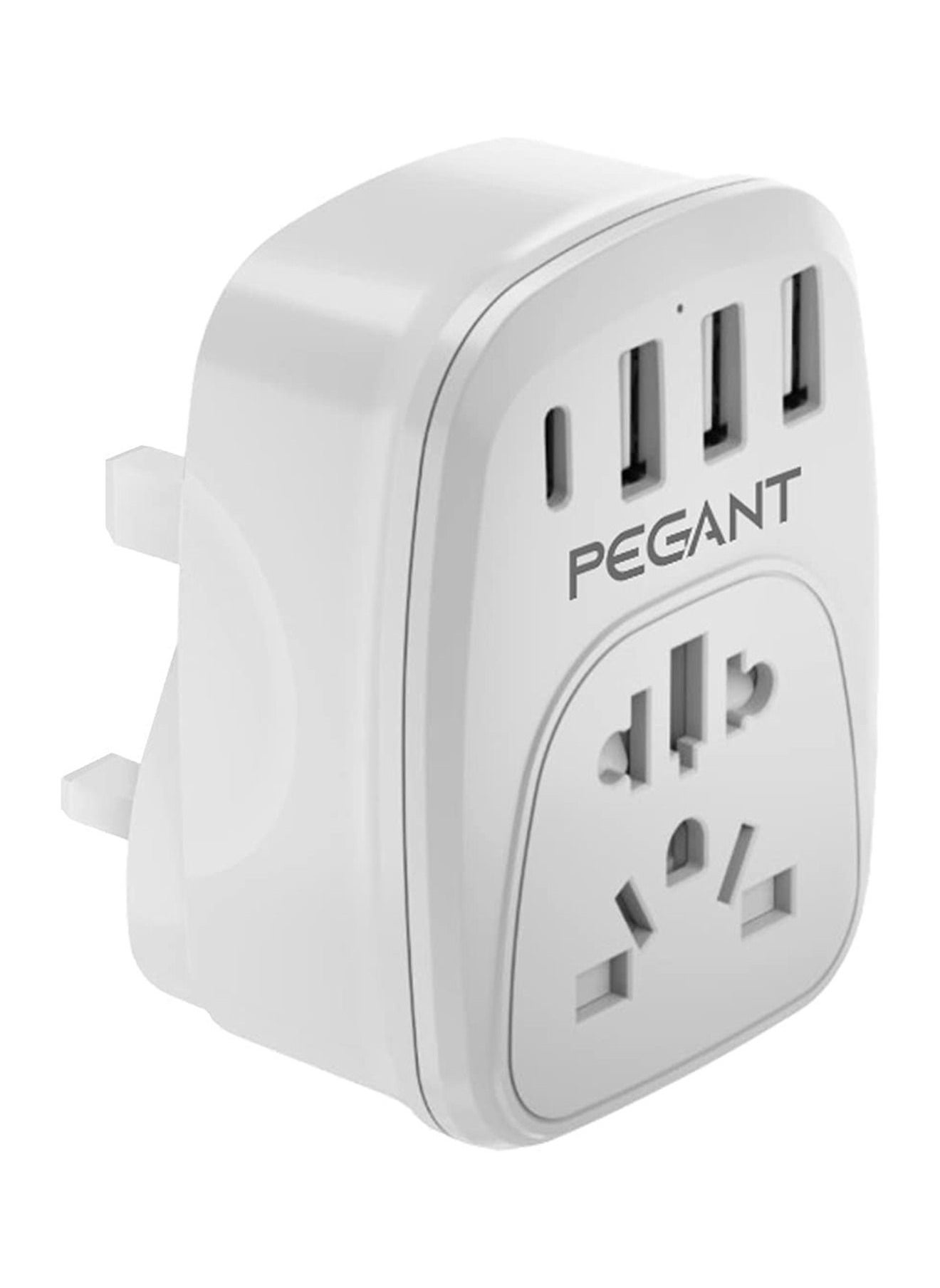 PEGANT 5 in 1 Universal USB Wall Charger Power Extender with 3x USB-A and 1x USB-C Ports 