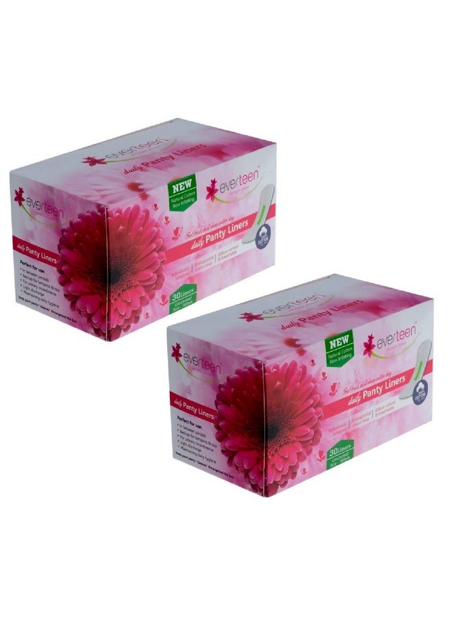 everteen - ® 100% Natural Cotton Daily Panty Liners (2X30Pcs) Pantyliner (Pack Of 2) - Image 1