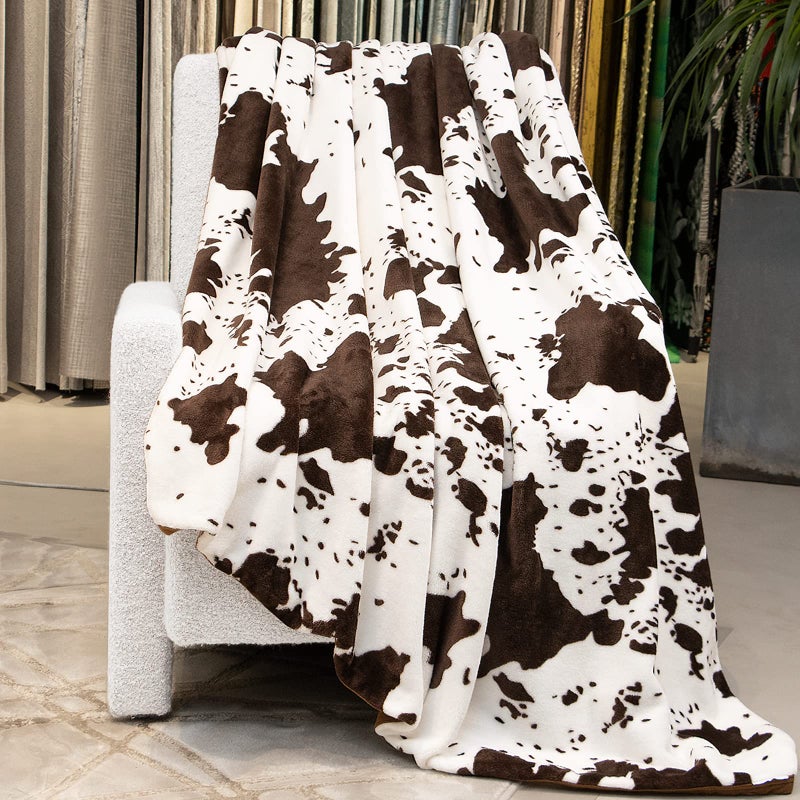 GEULAY Fleece Throw Blanket for Bed Couch, Cozy Gifts for Women Men Girls Boys, Brown White Soft Plush Lightweight Warm Throw Blanket for All Seasons Farmhouse Decor (50"x60") - Image 1