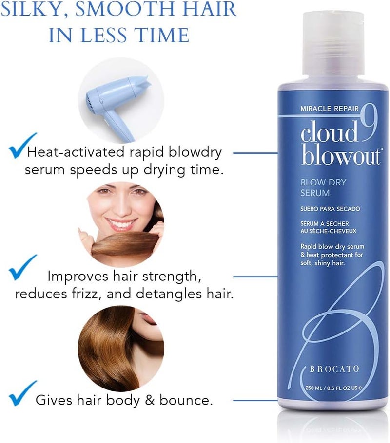 Brocato Cloud 9 Blow Dry Serum - Heat Protectant Blowout Cream for Smoother, Shiny Hair - 8.5 Oz - Image 4