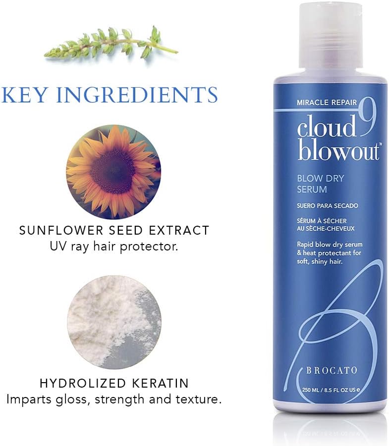 Brocato Cloud 9 Blow Dry Serum - Heat Protectant Blowout Cream for Smoother, Shiny Hair - 8.5 Oz - Image 5