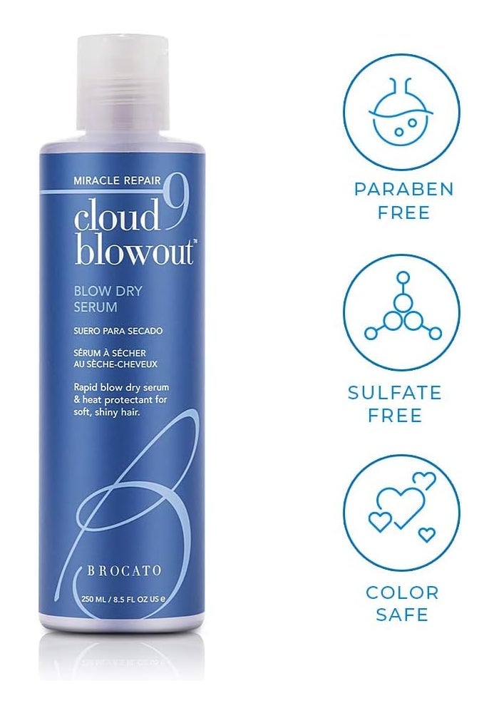 Brocato Cloud 9 Blow Dry Serum - Heat Protectant Blowout Cream for Smoother, Shiny Hair - 8.5 Oz - Image 3