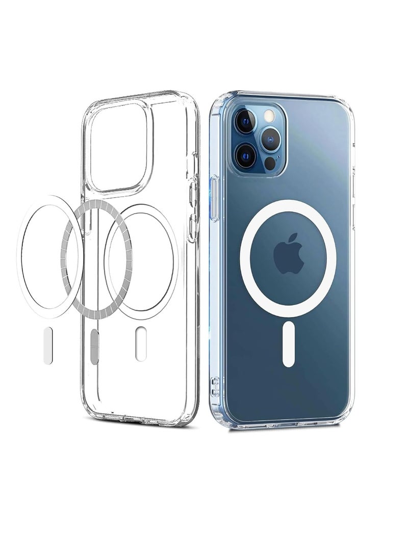 دوسالا غطاء مغناطيسي شفاف لهاتف iPhone 12 Pro، متوافق مع MagSafe، حماية هجينة، جراب خلفي شفاف للغاية، إطار سيليكون مقاوم للصدمات، جراب شفاف رفيع (iPhone 12 Pro) - Image 1