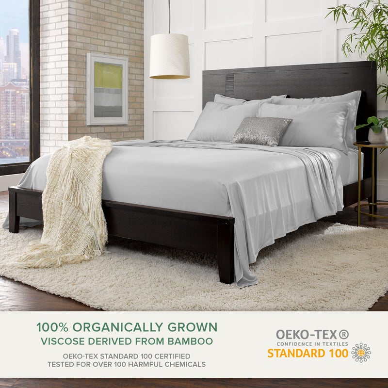 Pure Bamboo California King Sheets by Pure Bamboo  Genuine 100% Organic Viscose Derived from Bamboo Bed Sheet Set  Soft & Cooling  Double Stitching  Lifetime Quality Promise (California King  Silver Pearl)  - Image 2