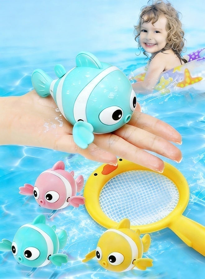 Betaoby 4-Pack Baby Bath Toys & Beach Pool Water Toys – Wind-Up Floating Clownfish for Toddlers | Colorful, Durable, Clockwork Swimming Toys for Bathtub, Indoor & Outdoor Water Play, Perfect Gift for Boys & Girls - Image 1