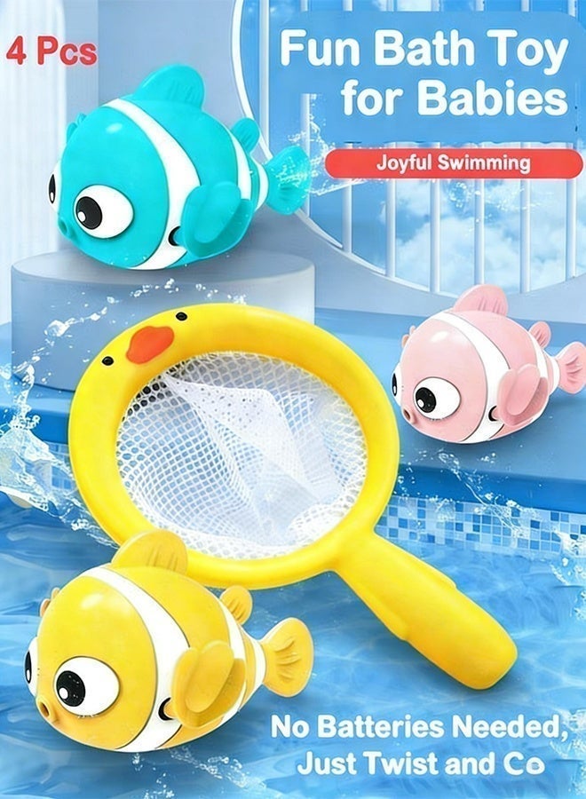 Betaoby 4-Pack Baby Bath Toys & Beach Pool Water Toys – Wind-Up Floating Clownfish for Toddlers | Colorful, Durable, Clockwork Swimming Toys for Bathtub, Indoor & Outdoor Water Play, Perfect Gift for Boys & Girls - Image 3