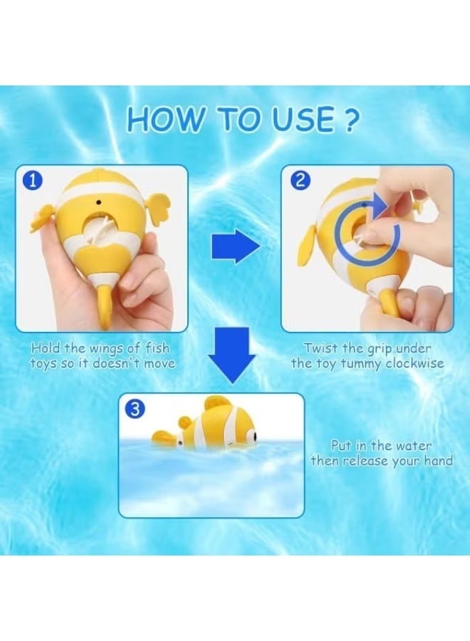 Betaoby 4-Pack Baby Bath Toys & Beach Pool Water Toys – Wind-Up Floating Clownfish for Toddlers | Colorful, Durable, Clockwork Swimming Toys for Bathtub, Indoor & Outdoor Water Play, Perfect Gift for Boys & Girls - Image 5
