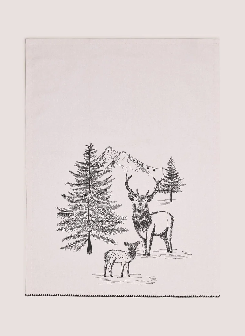 Matalan White Stag Large Tea Towel